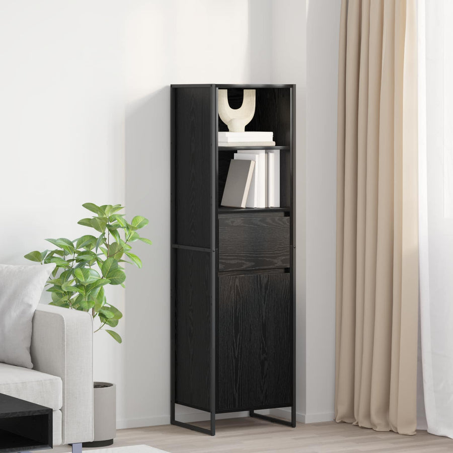 Boekenkast met lade Zwart Eiken 43 x 36 x 150.5 cm Bewerkt hout