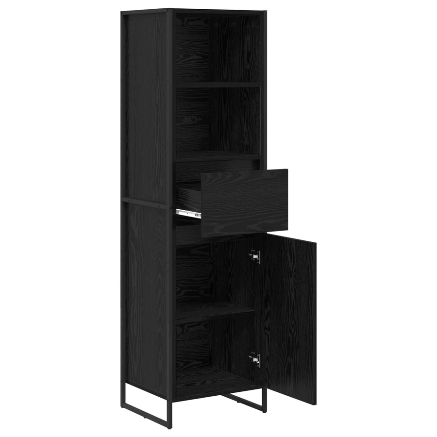Boekenkast met lade Zwart Eiken 43 x 36 x 150.5 cm Bewerkt hout