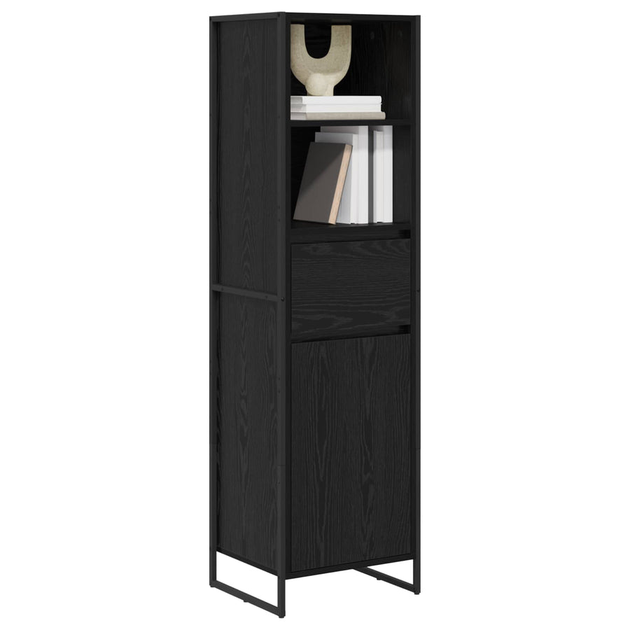 Boekenkast met lade Zwart Eiken 43 x 36 x 150.5 cm Bewerkt hout