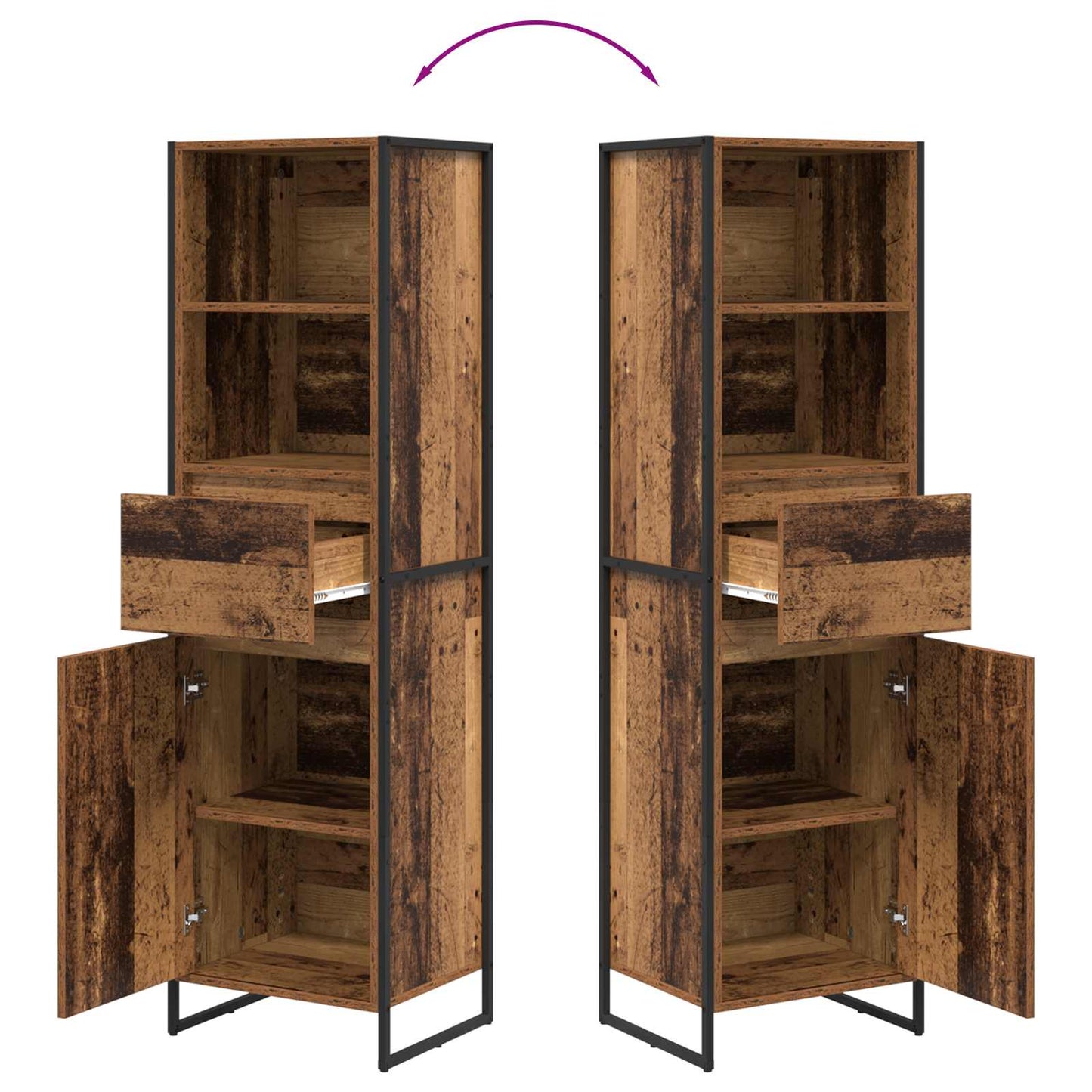 Boekenkast met lade Oud Hout 43 x 36 x 150.5 cm Bewerkt hout