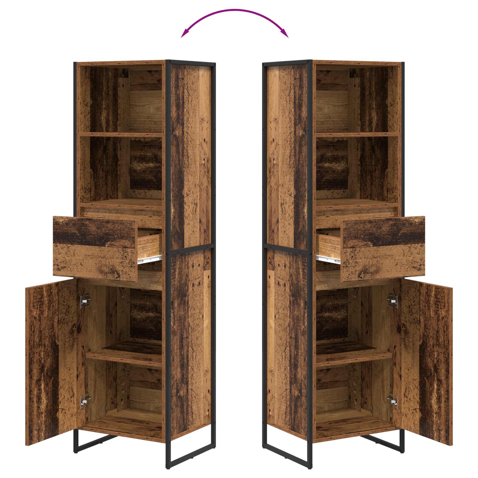 Boekenkast met lade Oud Hout 43 x 36 x 150.5 cm Bewerkt hout