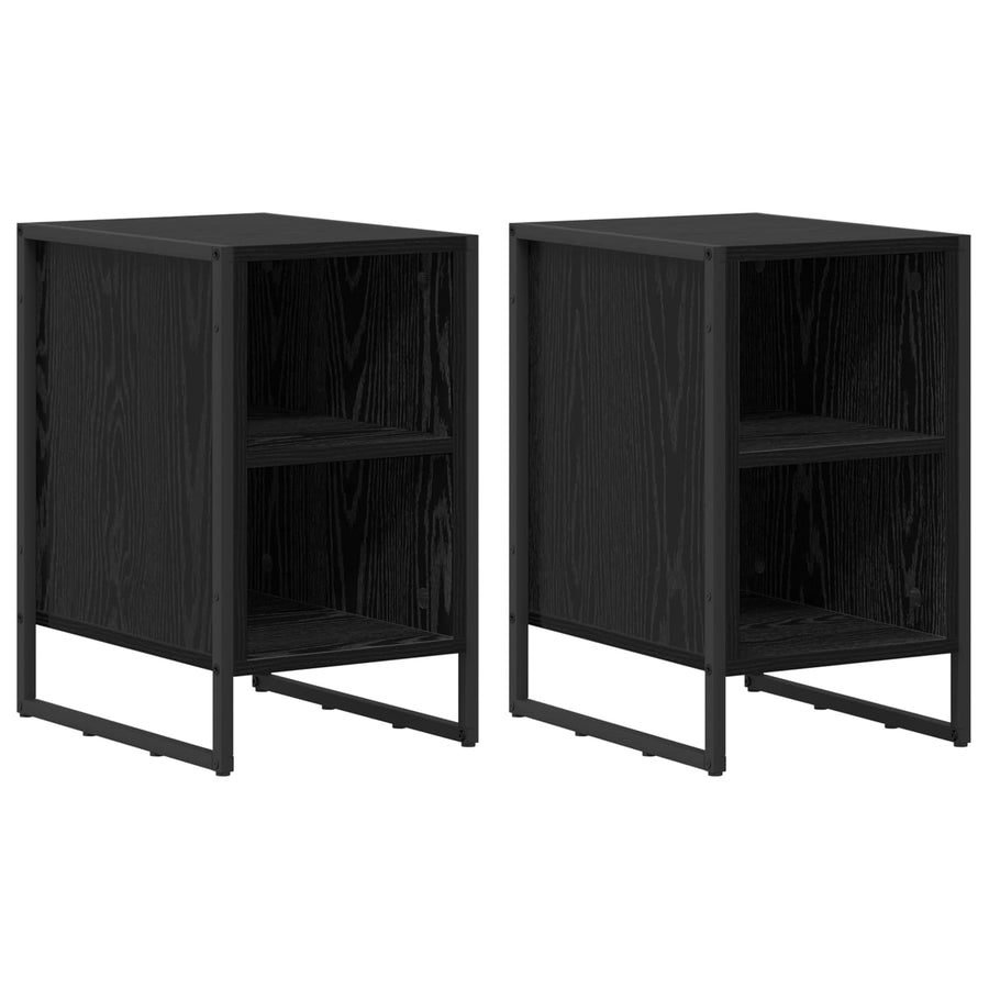 Nachtkastje 2 pcs Zwart Eiken 39.5 x 30 x 50 cm Bewerkt hout