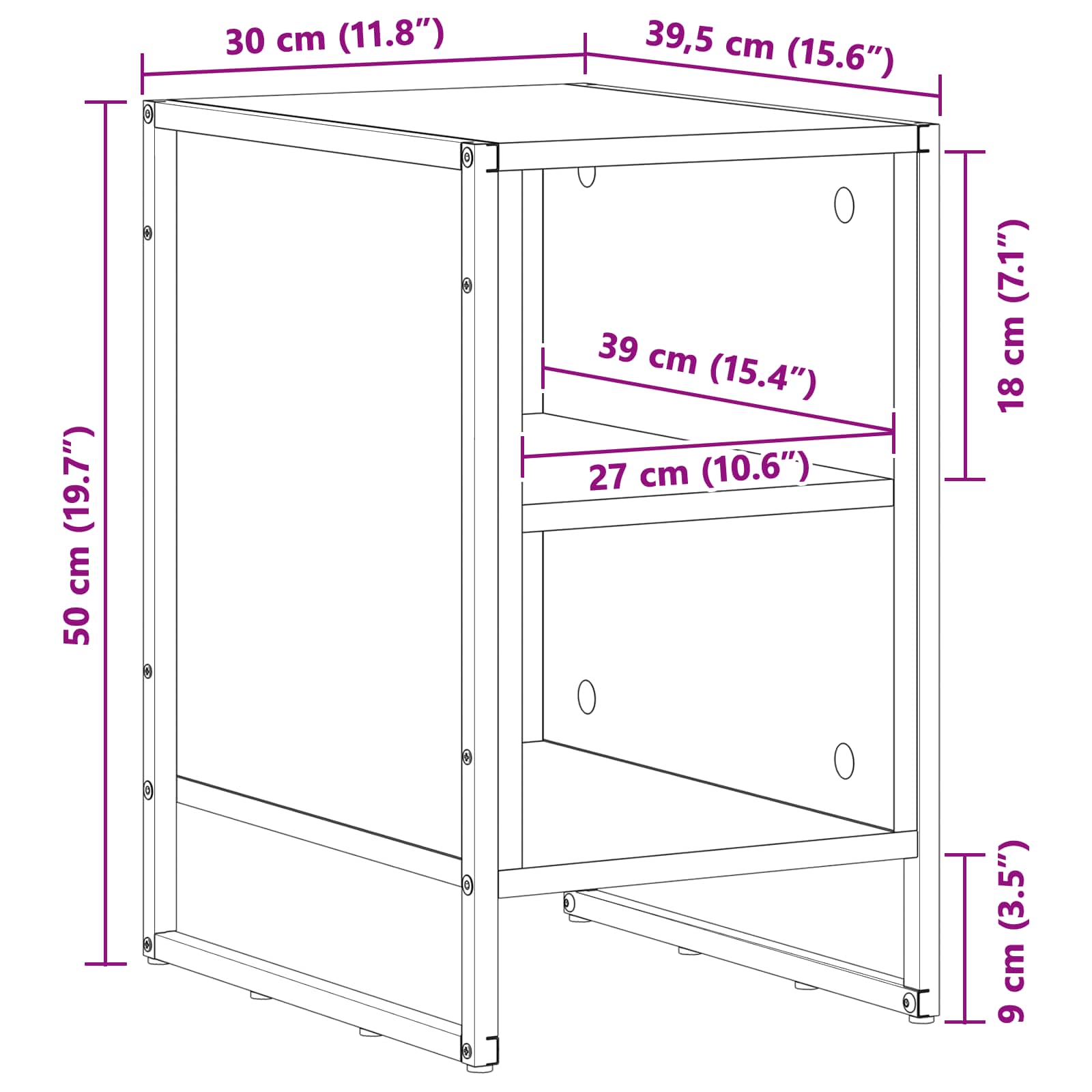 Nachtkastje 2 pcs Sonoma 39.5 x 30 x 50 cm Bewerkt hout