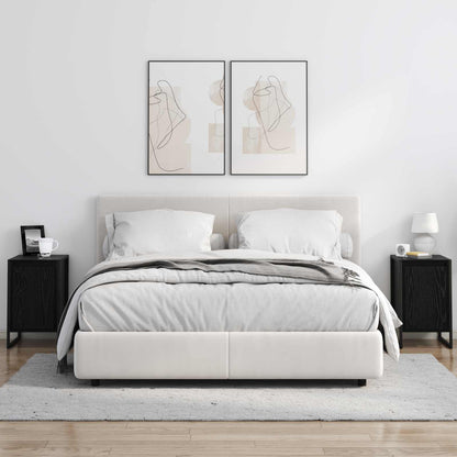 Nachtkastje Zwart Eiken 39,5 x 30 x 50 cm Bewerkt hout