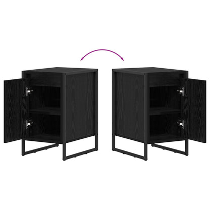 Nachtkastje Zwart Eiken 39,5 x 30 x 50 cm Bewerkt hout