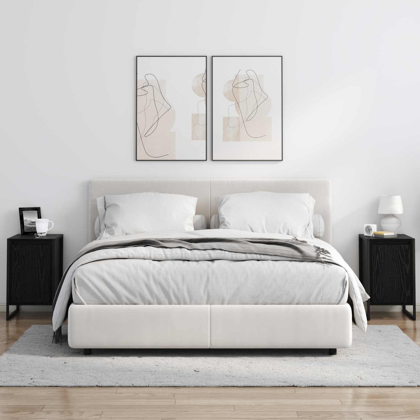 Nachtkastje 2 pcs Zwart Eiken 39,5 x 30 x 50 cm Bewerkt hout