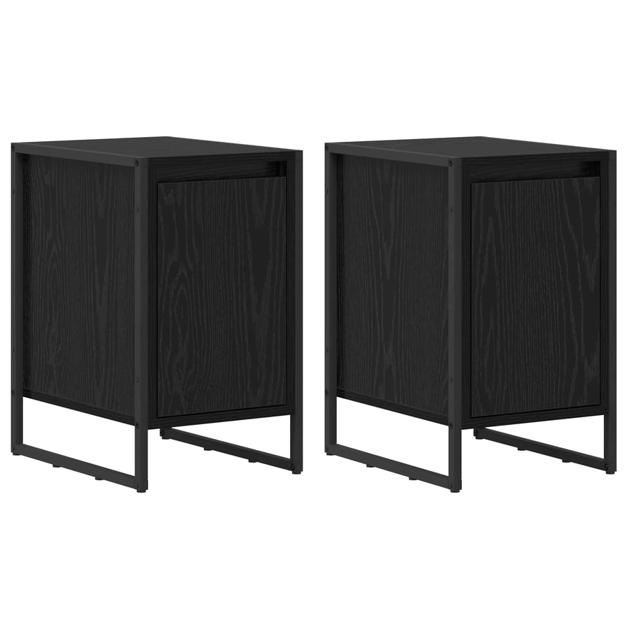 Nachtkastje 2 pcs Zwart Eiken 39,5 x 30 x 50 cm Bewerkt hout