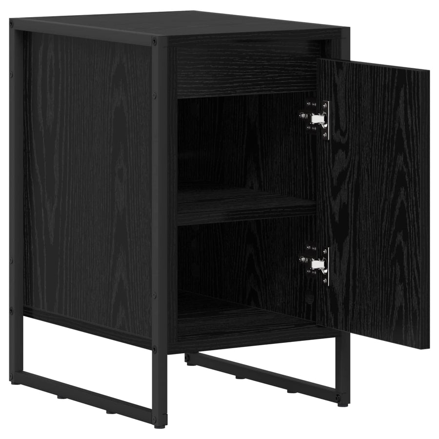Nachtkastje 2 pcs Zwart Eiken 39,5 x 30 x 50 cm Bewerkt hout