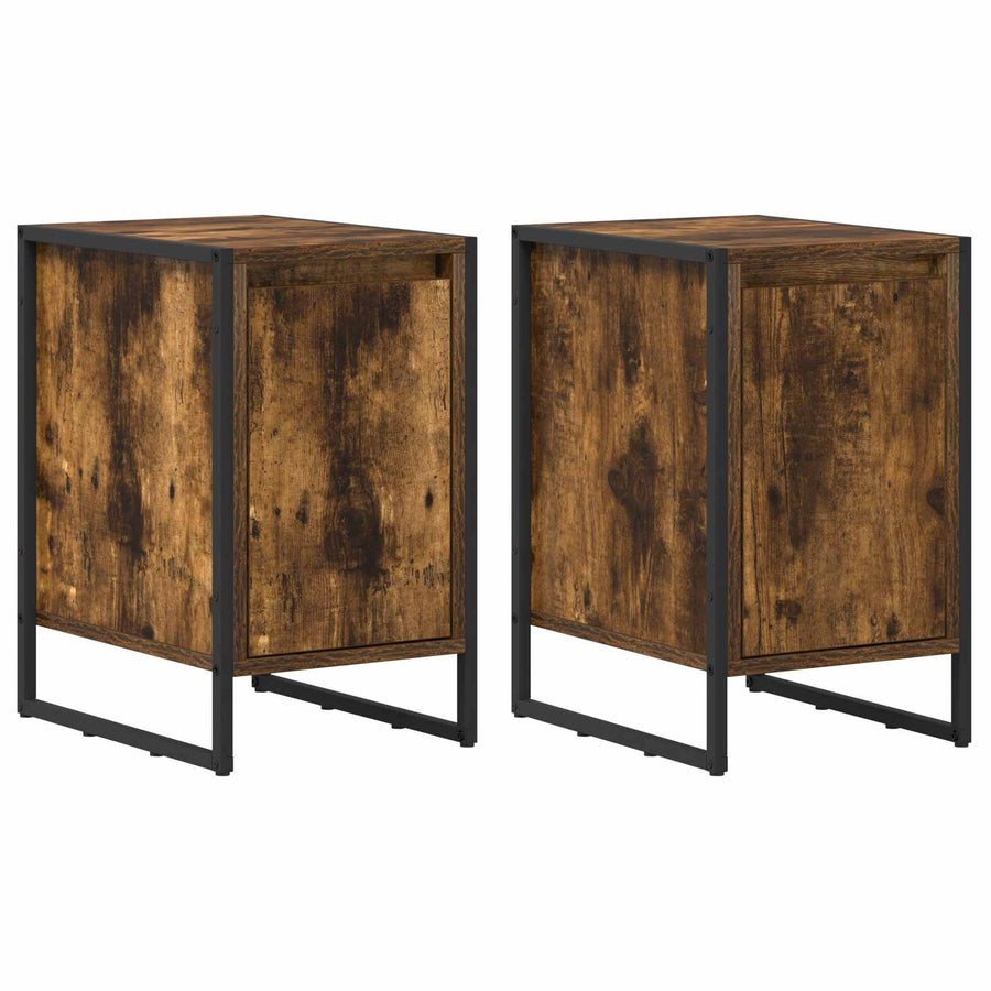 Nachtkastje 2 pcs Rook Eik 39,5 x 30 x 50 cm Bewerkt hout