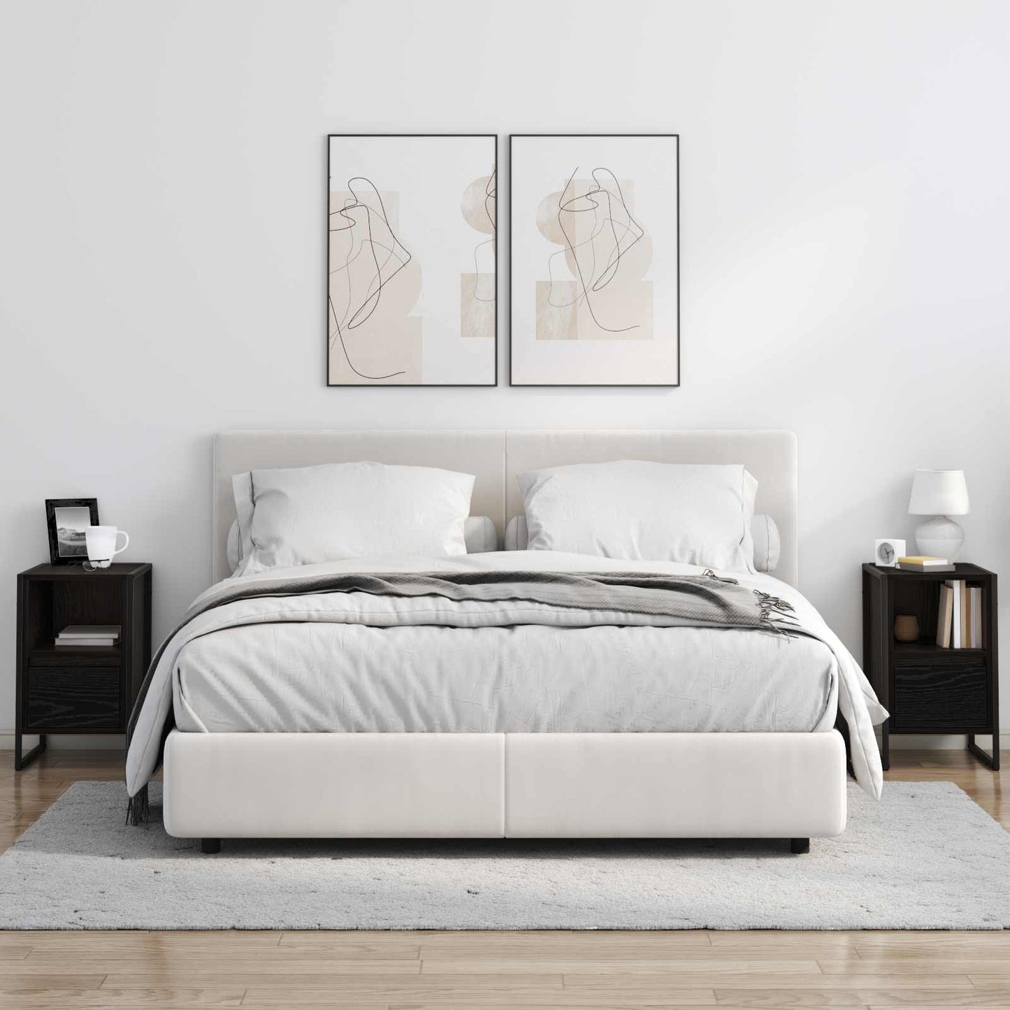 Nachtkastje 2 pcs Zwart Eiken 39,5 x 30 x 50 cm Bewerkt hout