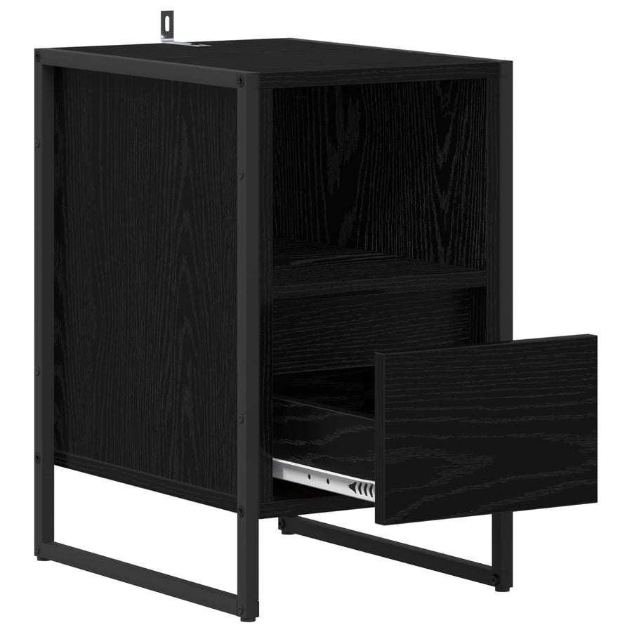Nachtkastje 2 pcs Zwart Eiken 39,5 x 30 x 50 cm Bewerkt hout