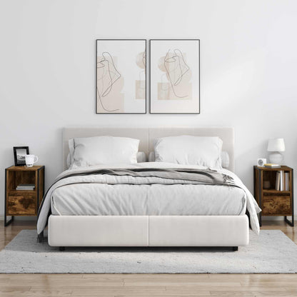 Nachtkastje met lade Rook Eik 39,5 x 30 x 50 cm Bewerkt hout