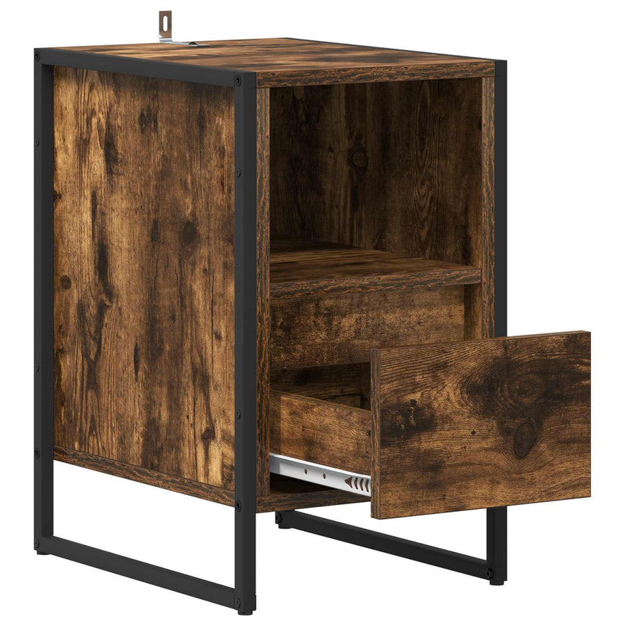 Nachtkastje met lade Rook Eik 39,5 x 30 x 50 cm Bewerkt hout