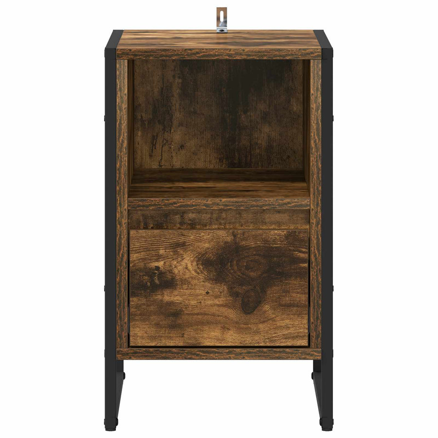 Nachtkastje met lade Rook Eik 39,5 x 30 x 50 cm Bewerkt hout