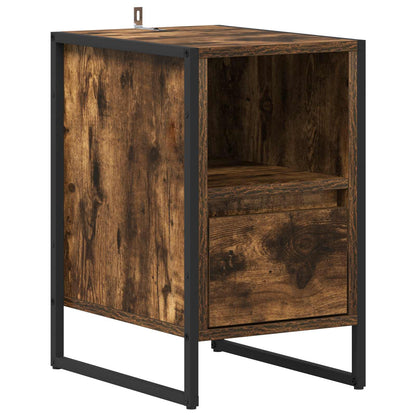 Nachtkastje 2 pcs Rook Eik 39,5 x 30 x 50 cm Bewerkt hout