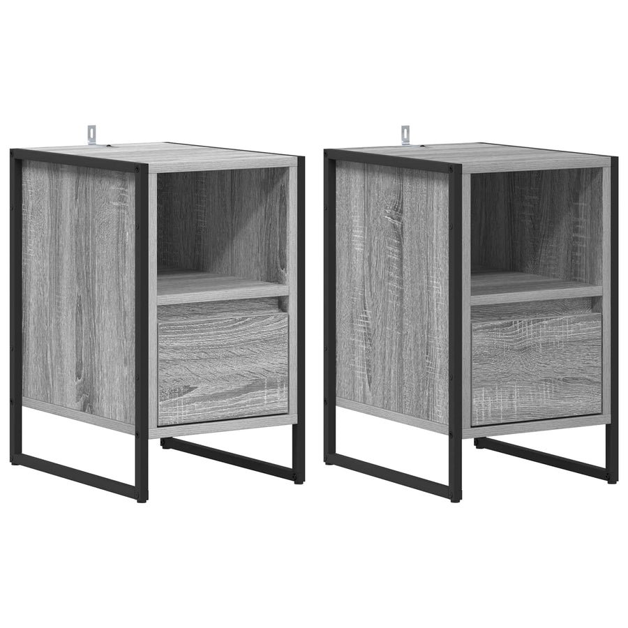 Nachtkastje 2 pcs Grijs Sonoma 39,5 x 30 x 50 cm Bewerkt hout