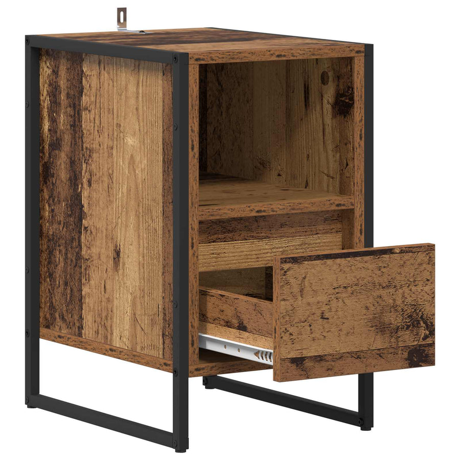 Nachtkastje met lade Oud Hout 39,5 x 30 x 50 cm Bewerkt hout