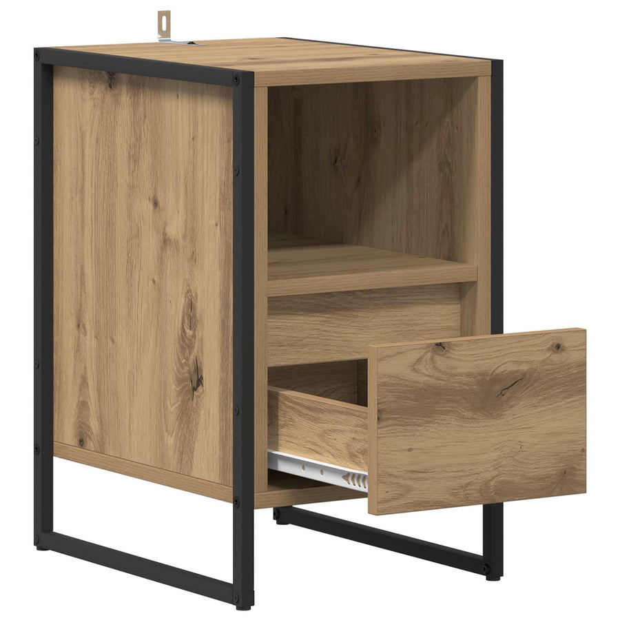 Nachtkastje Ambachtelijk eiken 39,5 x 30 x 50 cm Bewerkt hout