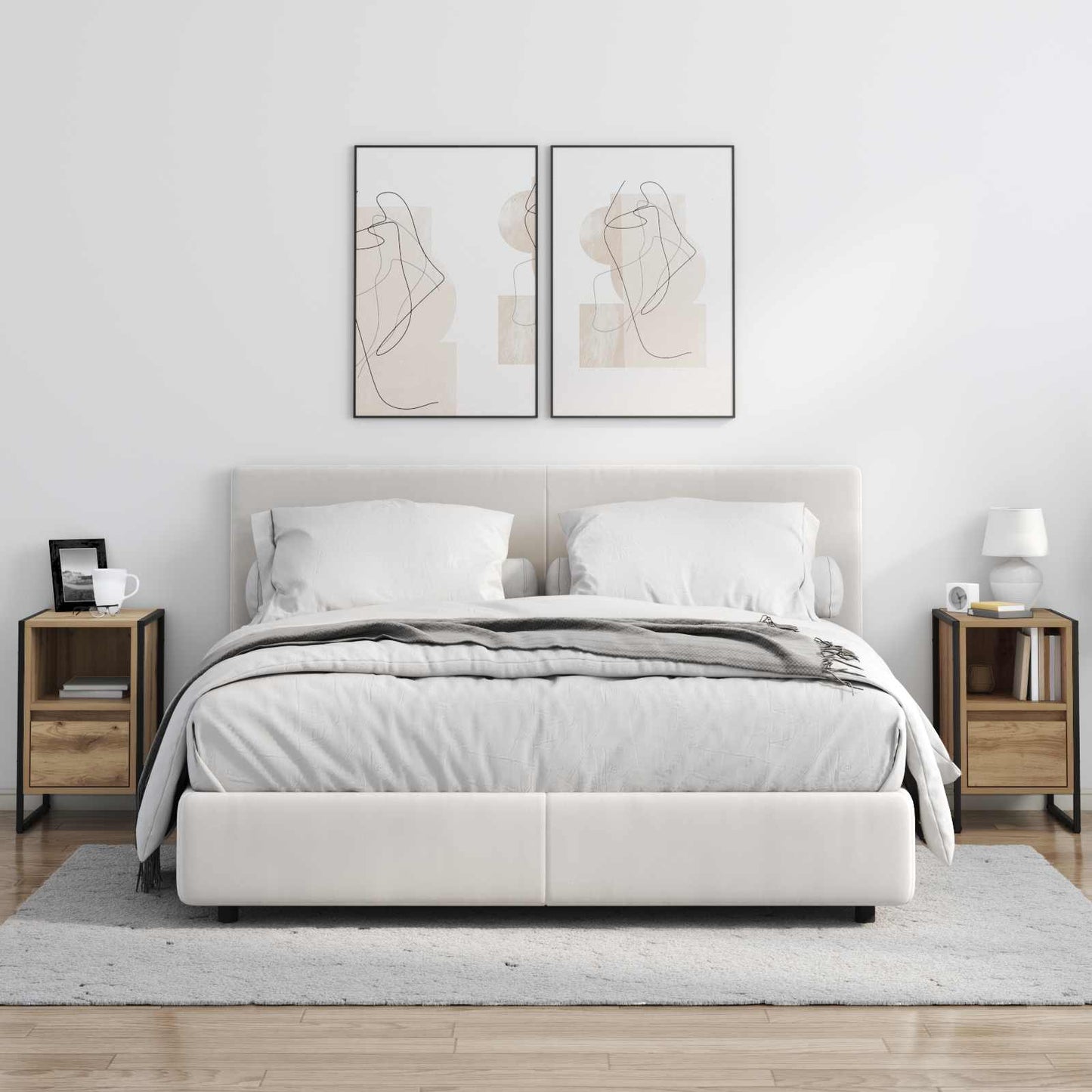 Nachtkastje met lade 2 pcs Ambachtelijk eiken 39,5 x 30 x 50 cm