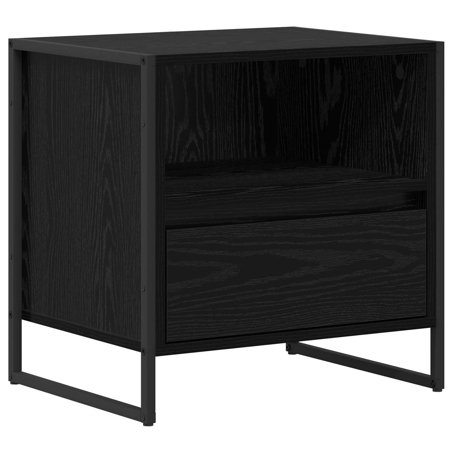 Nachtkastje met lade Zwart Eiken 50 x 39,5 x 50 cm Bewerkt hout