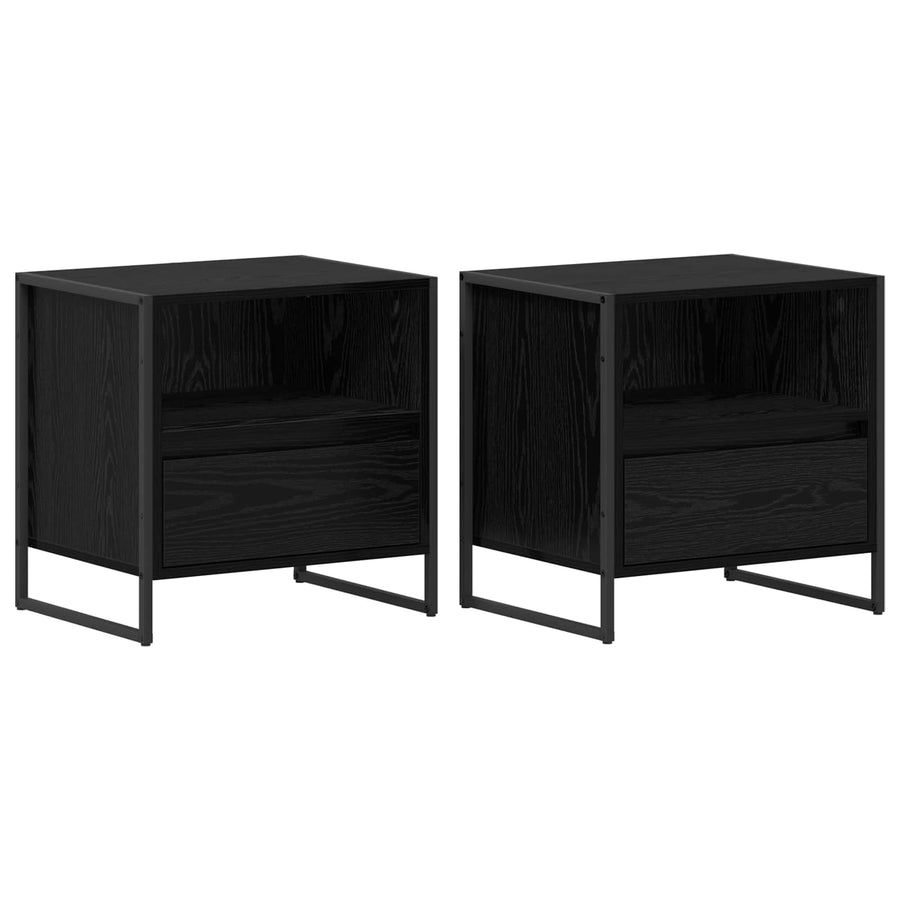 Nachtkastje 2 pcs Zwart Eiken 50 x 39,5 x 50 cm Bewerkt hout