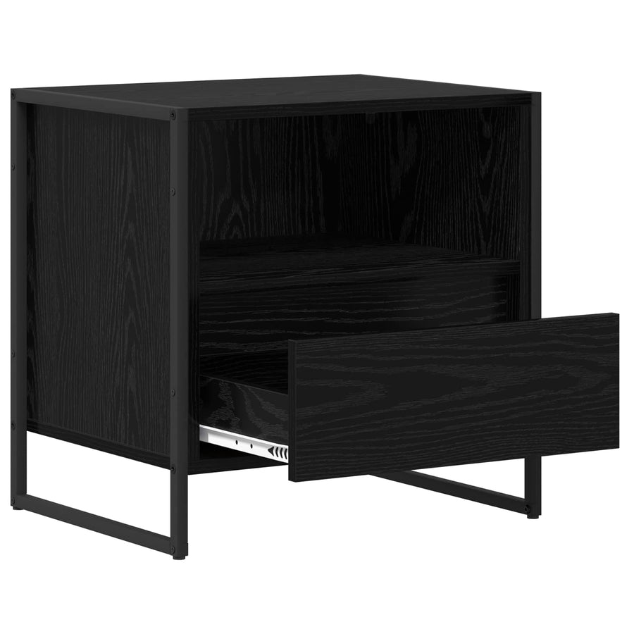Nachtkastje 2 pcs Zwart Eiken 50 x 39,5 x 50 cm Bewerkt hout