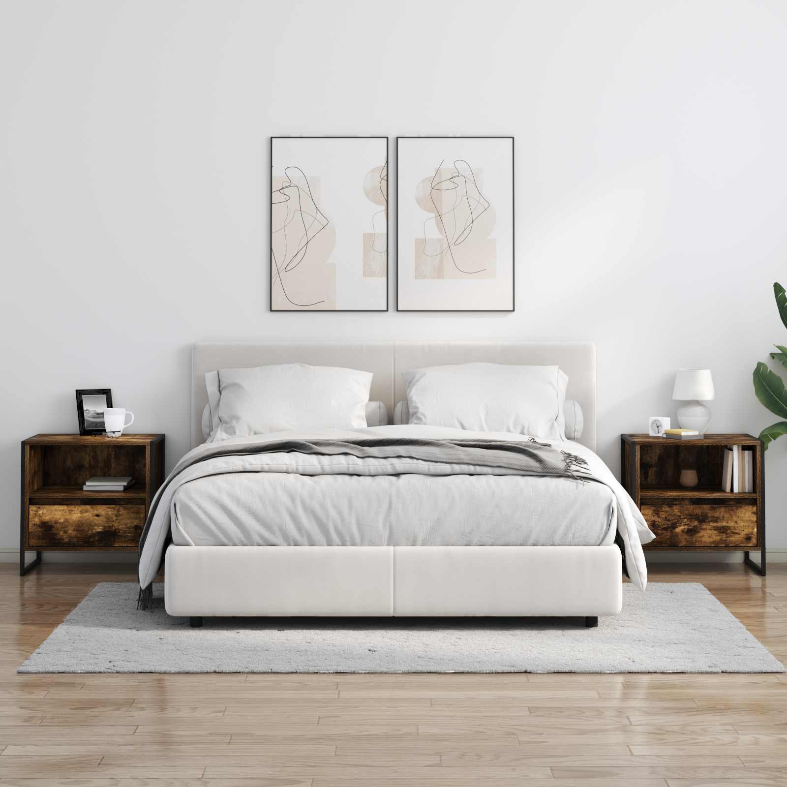 Nachtkastje met lade Rook Eik 50 x 39,5 x 50 cm Bewerkt hout