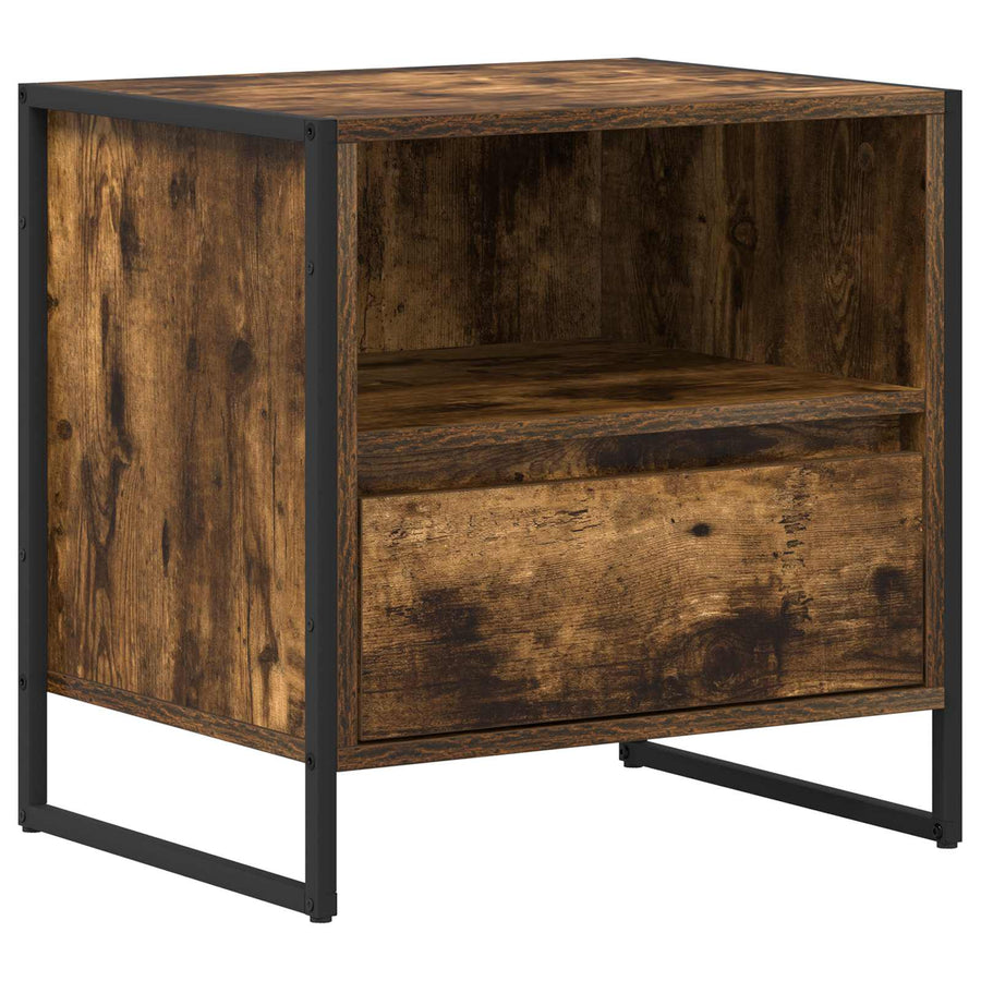 Nachtkastje met lade Rook Eik 50 x 39,5 x 50 cm Bewerkt hout