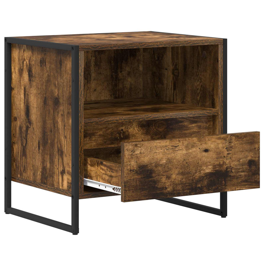 Nachtkastje met lade Rook Eik 50 x 39,5 x 50 cm Bewerkt hout