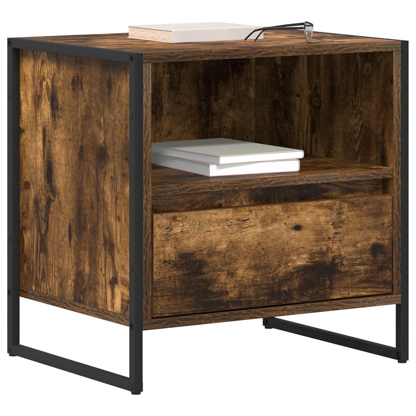 Nachtkastje met lade Rook Eik 50 x 39,5 x 50 cm Bewerkt hout