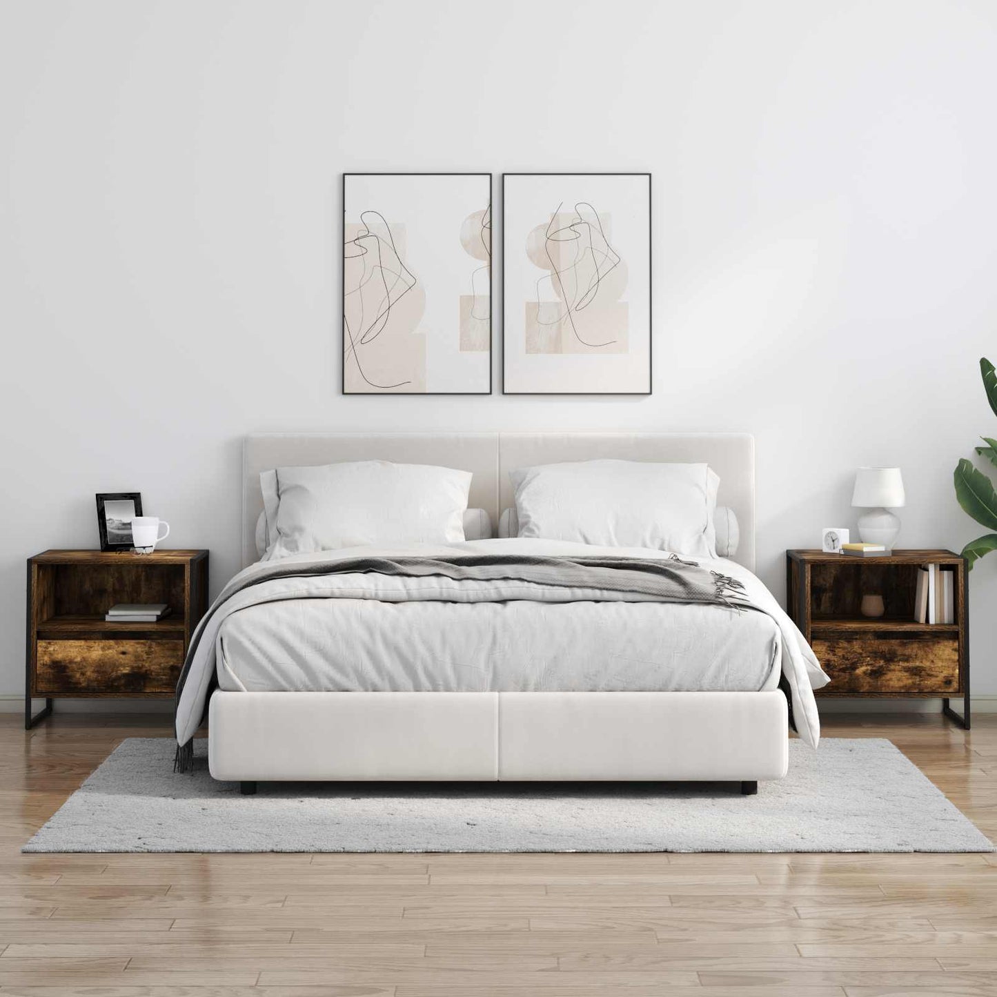 Nachtkastje 2 pcs Rook Eik 50 x 39,5 x 50 cm Bewerkt hout