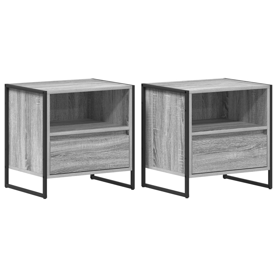 Nachtkastje 2 pcs Grijs Sonoma 50 x 39,5 x 50 cm Bewerkt hout