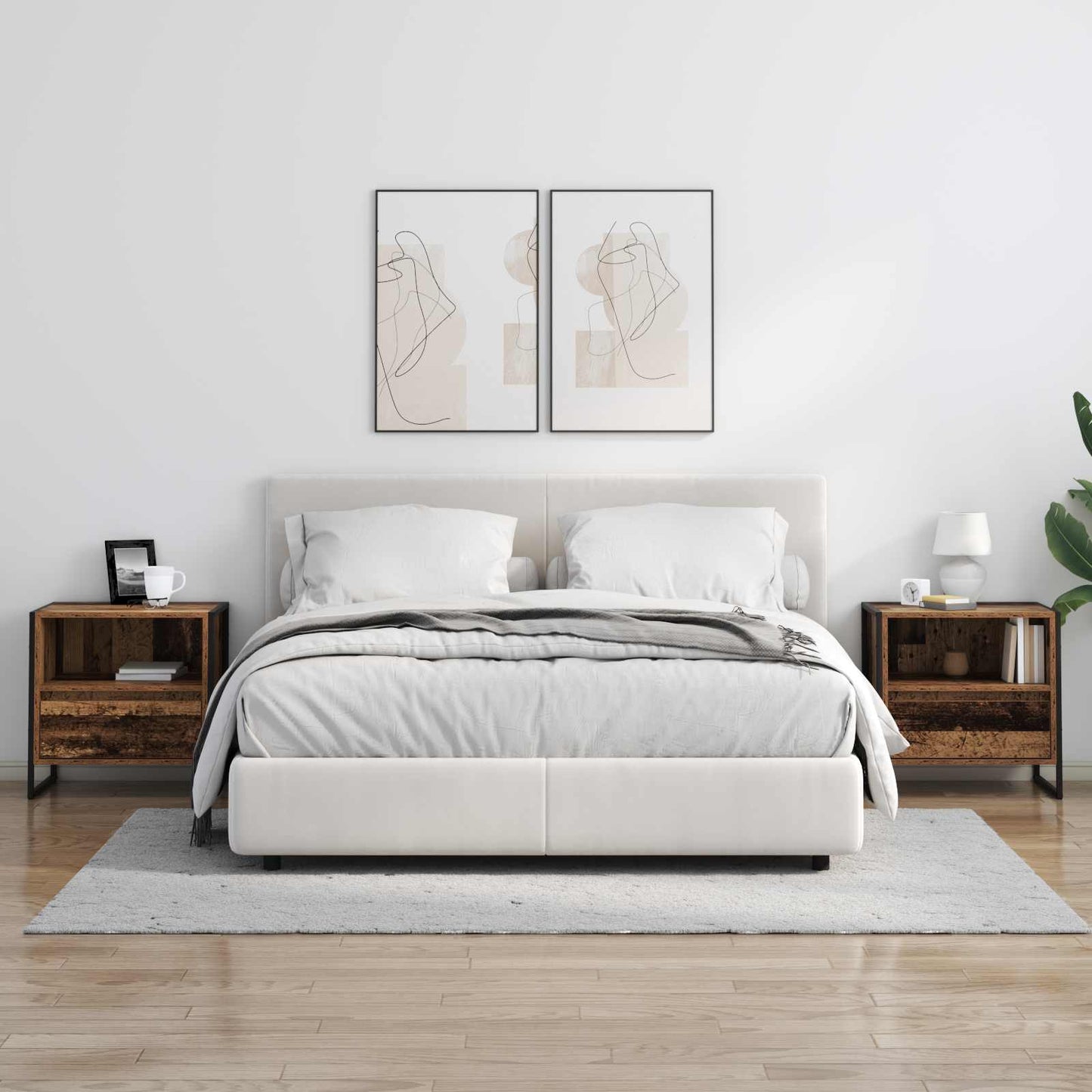 Nachtkastje met lade Oud Hout 50 x 39,5 x 50 cm Bewerkt hout