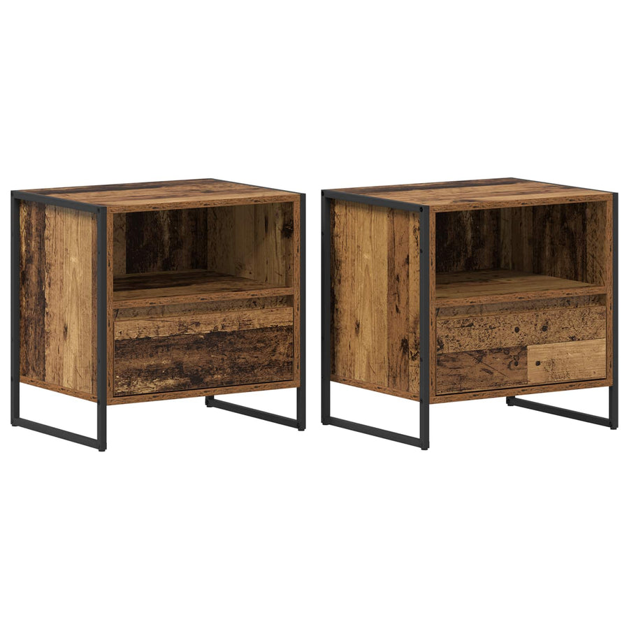 Nachtkastje 2 pcs Oud Hout 50 x 39,5 x 50 cm Bewerkt hout