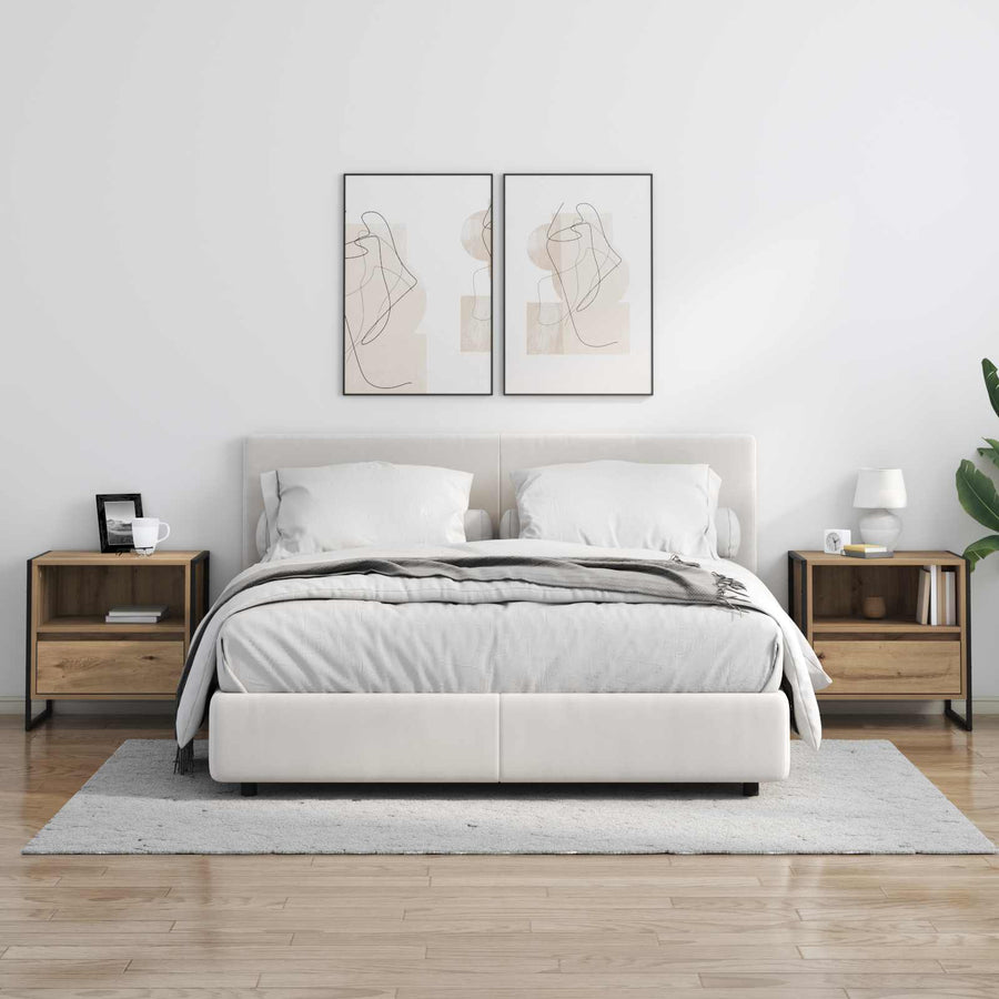 Nachtkastje met lade 2 pcs Ambachtelijk eiken 50 x 39,5 x 50 cm