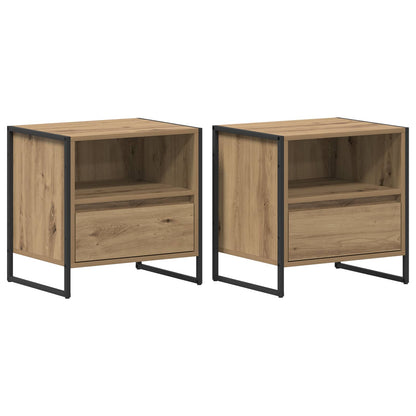 Nachtkastje met lade 2 pcs Ambachtelijk eiken 50 x 39,5 x 50 cm