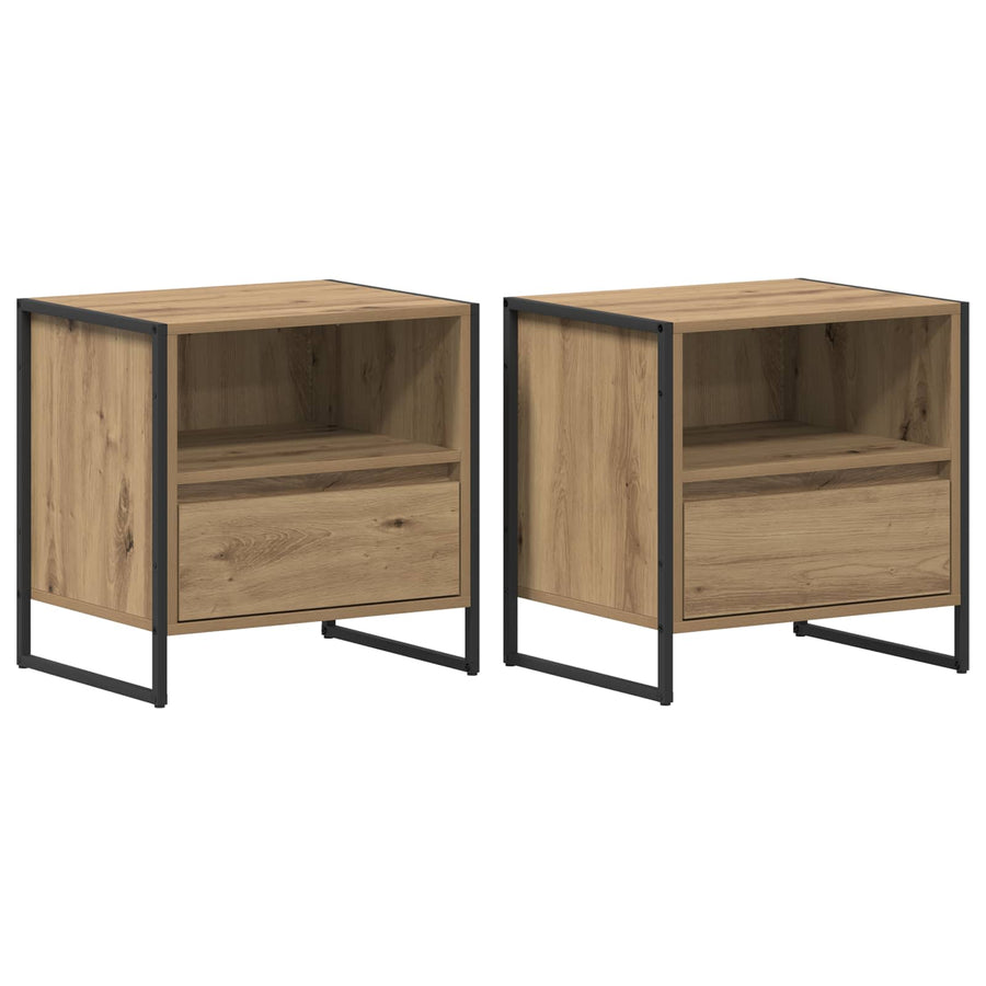 Nachtkastje met lade 2 pcs Ambachtelijk eiken 50 x 39,5 x 50 cm
