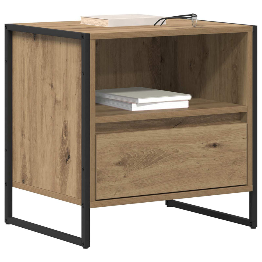 Nachtkastje met lade 2 pcs Ambachtelijk eiken 50 x 39,5 x 50 cm