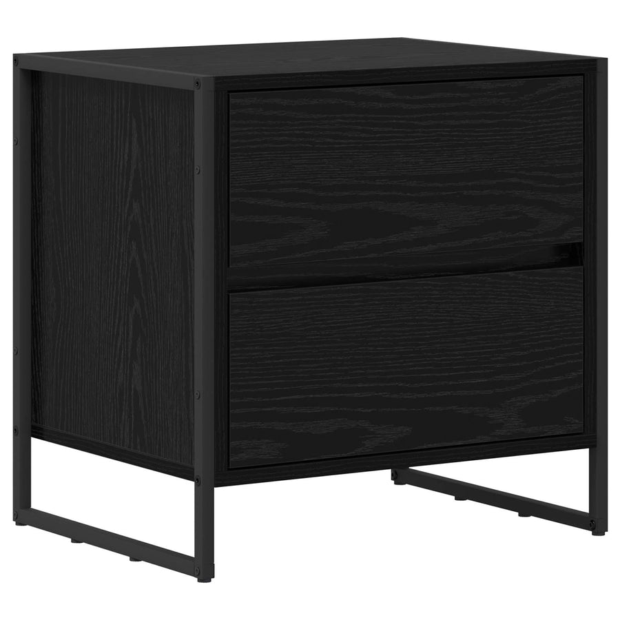 Nachtkastje met lade Zwart Eiken 50 x 39,5 x 50 cm Bewerkt hout