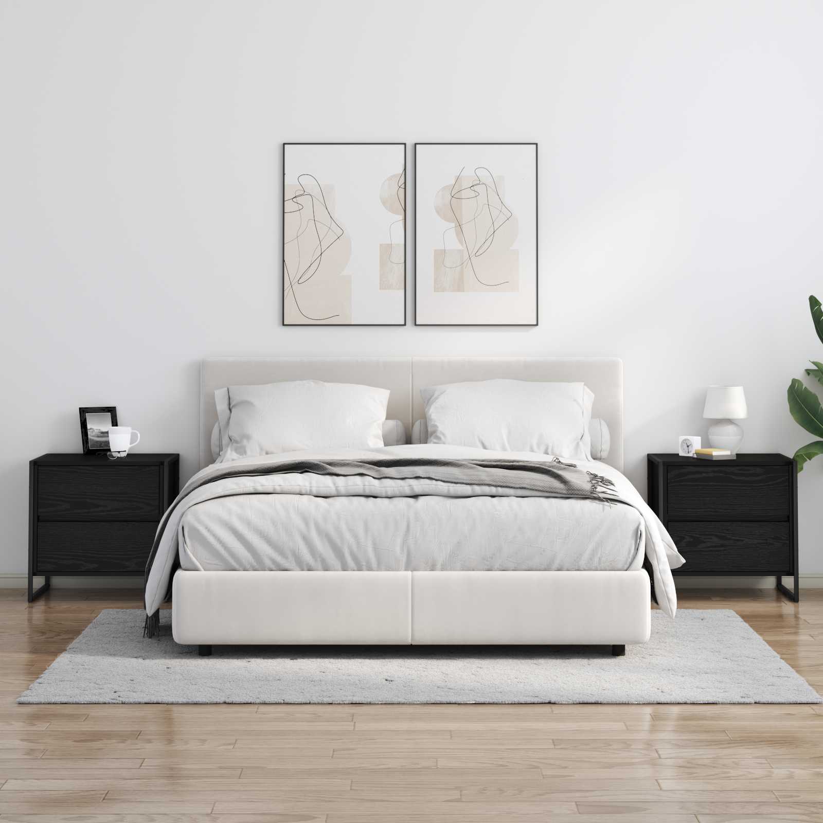 Nachtkastje 2 pcs Zwart Eiken 50 x 39,5 x 50 cm Bewerkt hout