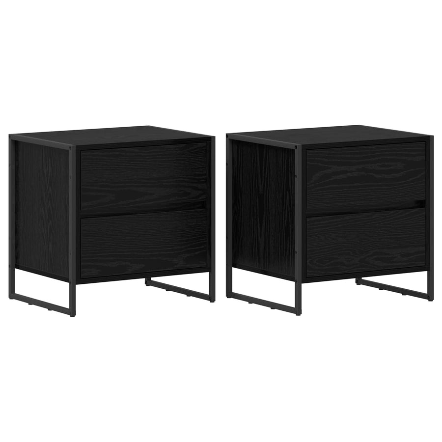 Nachtkastje 2 pcs Zwart Eiken 50 x 39,5 x 50 cm Bewerkt hout