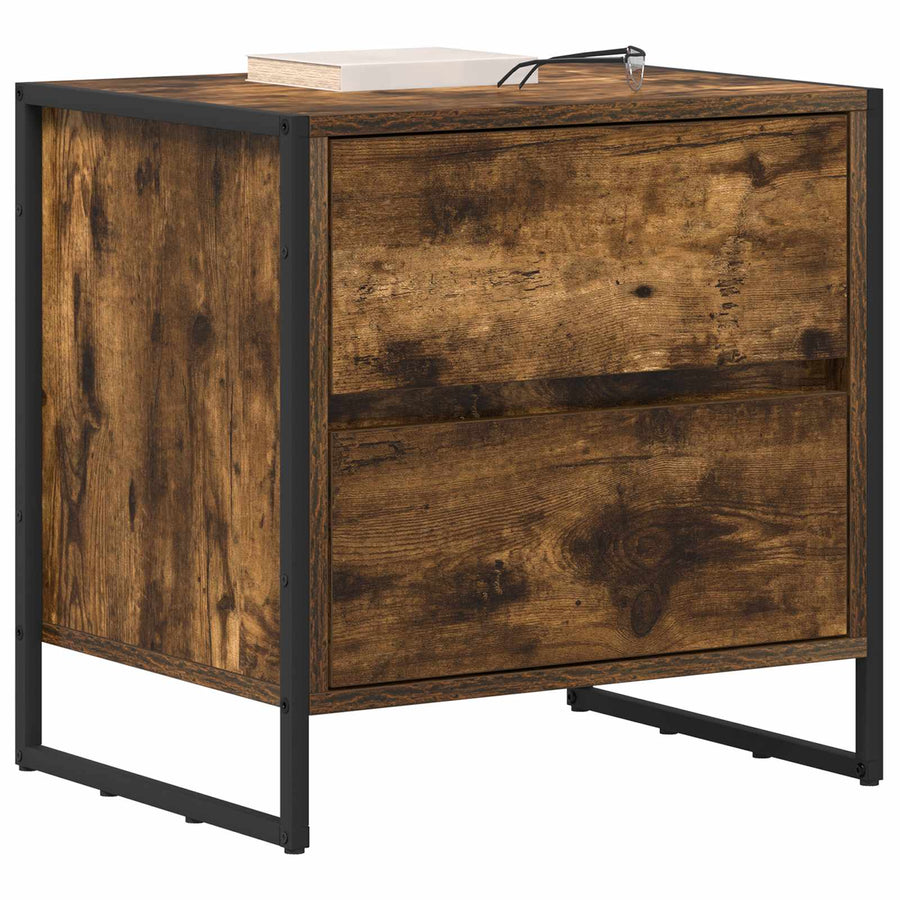 Nachtkastje met lade Rook Eik 50 x 39,5 x 50 cm Bewerkt hout