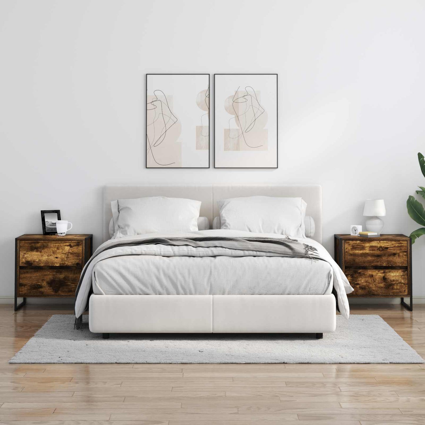 Nachtkastje 2 pcs Rook Eik 50 x 39,5 x 50 cm Bewerkt hout