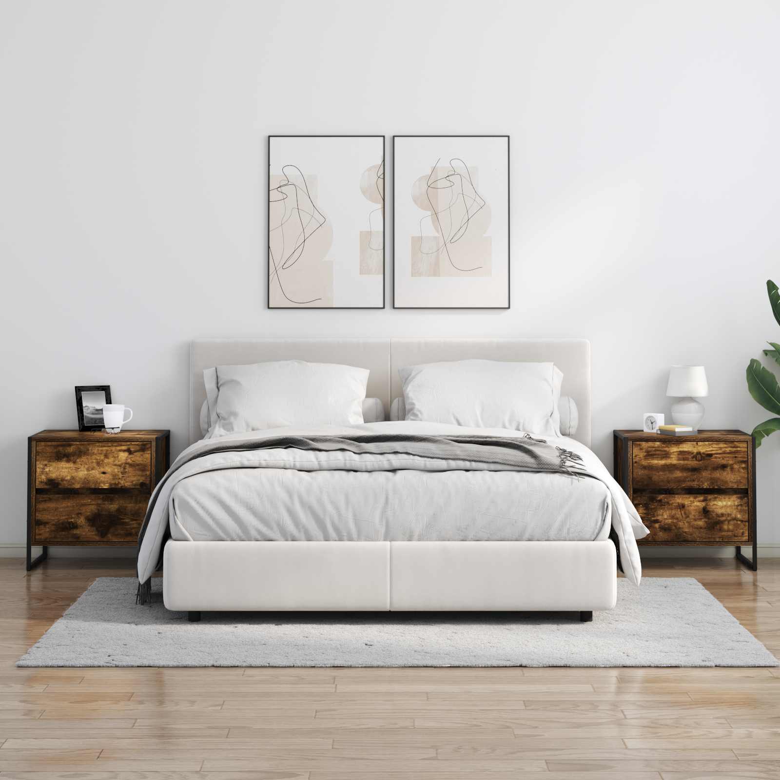 Nachtkastje 2 pcs Rook Eik 50 x 39,5 x 50 cm Bewerkt hout