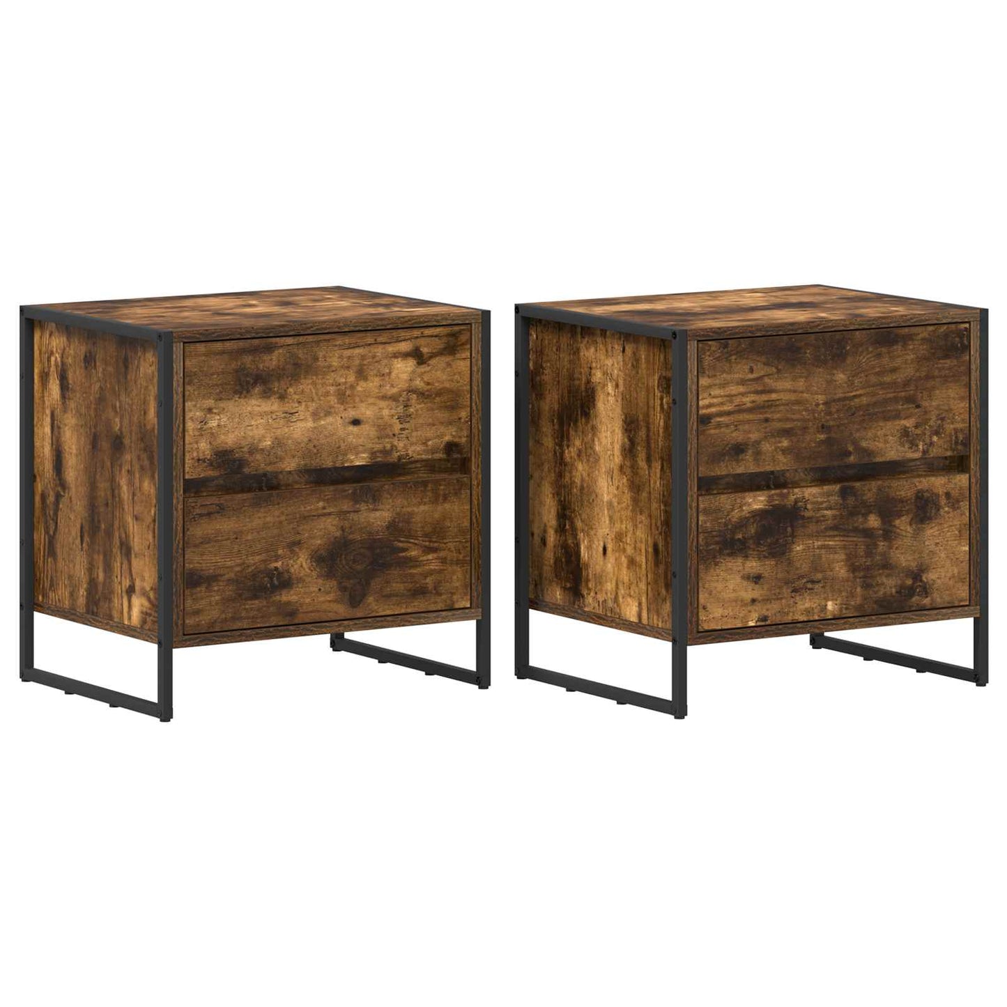 Nachtkastje 2 pcs Rook Eik 50 x 39,5 x 50 cm Bewerkt hout