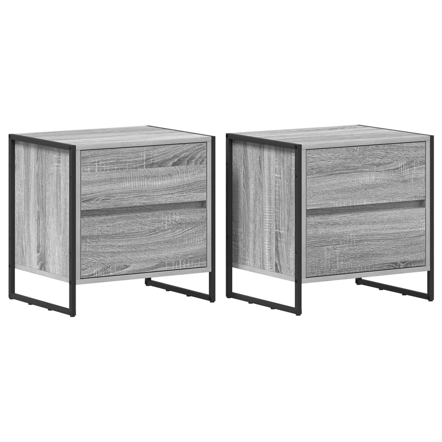 Nachtkastje 2 pcs Grijs Sonoma 50 x 39,5 x 50 cm Bewerkt hout