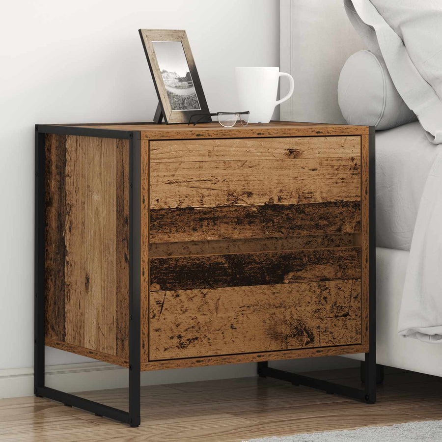 Nachtkastje met lade Oud Hout 50 x 39,5 x 50 cm Bewerkt hout