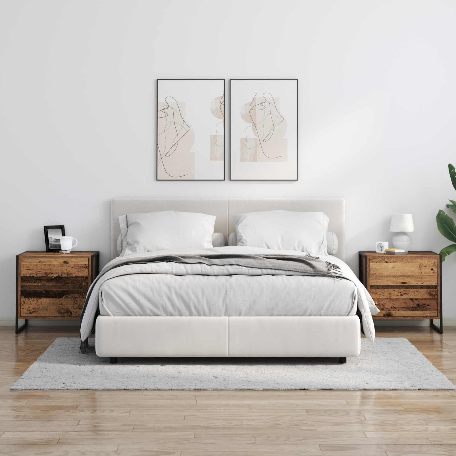 Nachtkastje met lade Oud Hout 50 x 39,5 x 50 cm Bewerkt hout