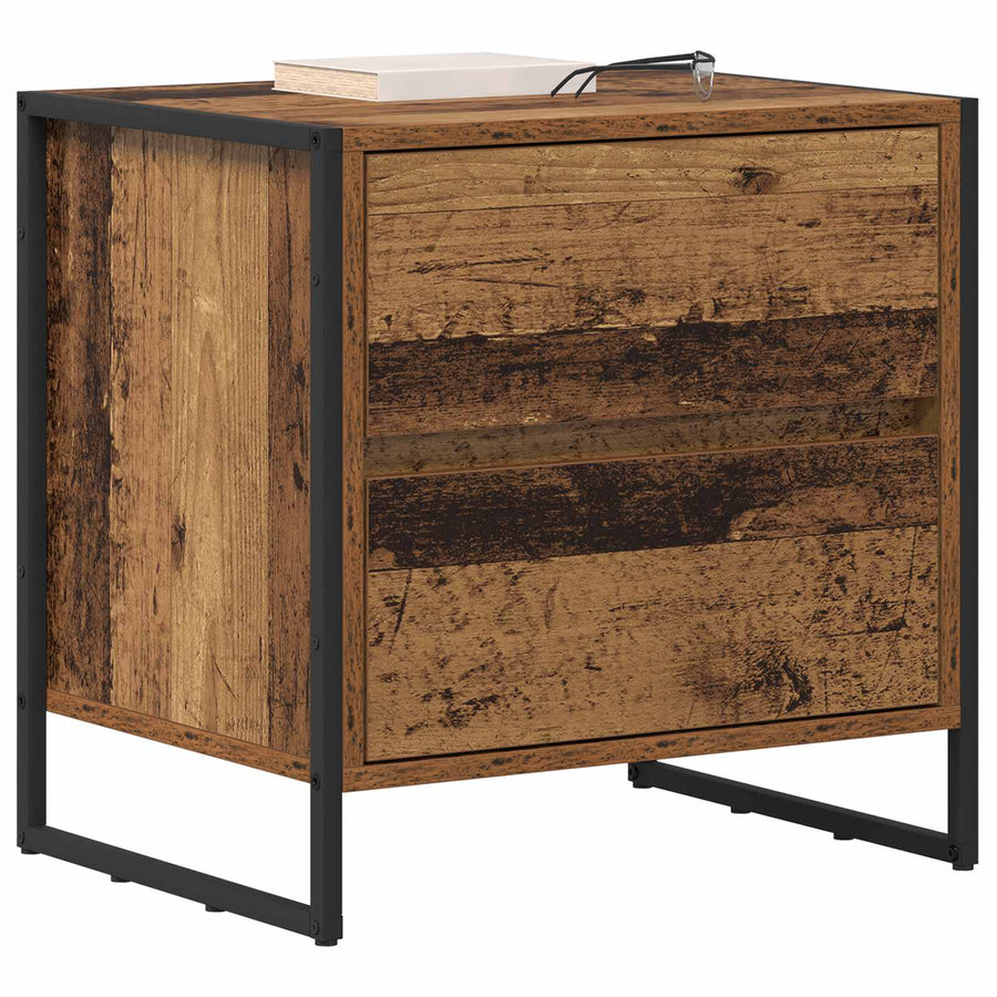 Nachtkastje met lade Oud Hout 50 x 39,5 x 50 cm Bewerkt hout
