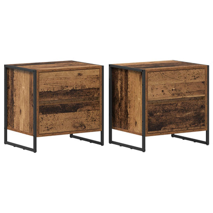 Nachtkastje 2 pcs Oud Hout 50 x 39,5 x 50 cm Bewerkt hout